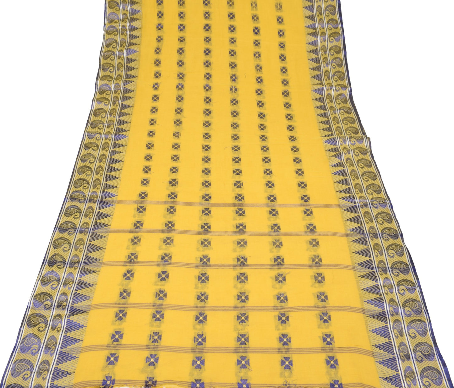 Sushila Vintage Bengal Pure Cotton Scrap Saree All Over Woven Soft Sari Fabric