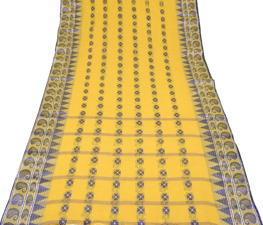 Sushila Vintage Bengal Pure Cotton Scrap Saree All Over Woven Soft Sari Fabric
