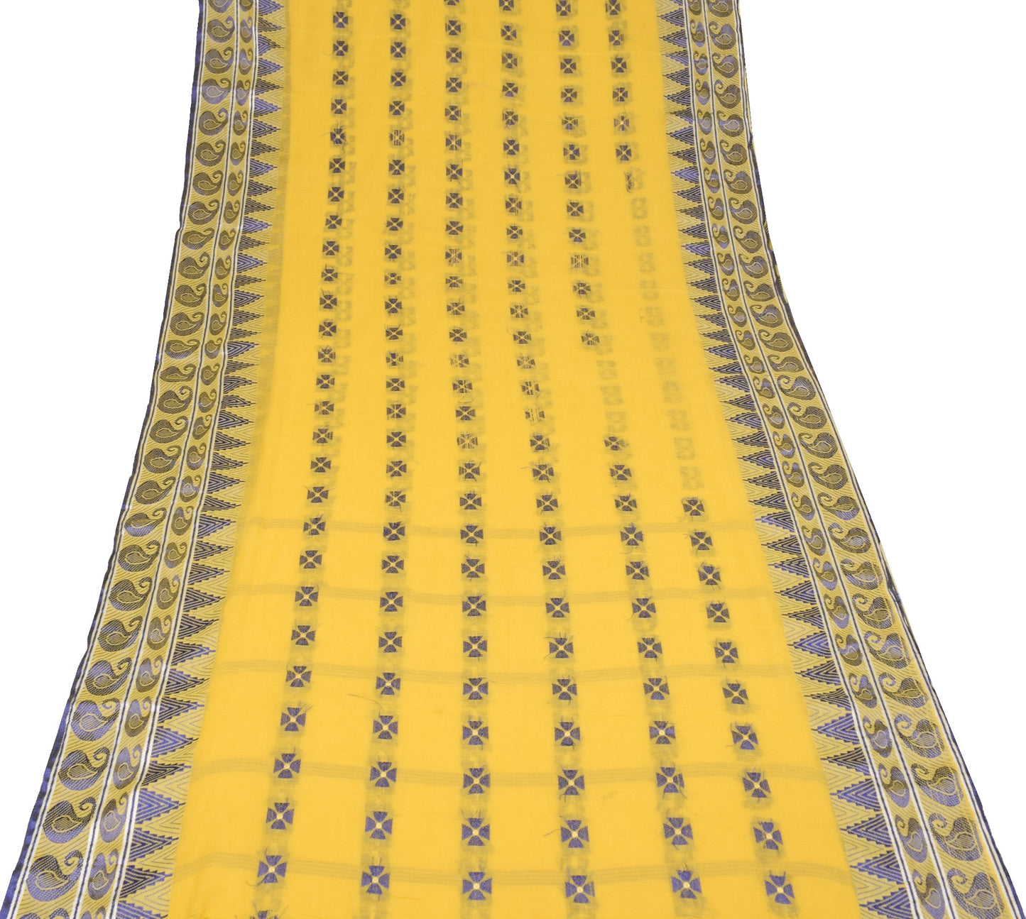Sushila Vintage Bengal Pure Cotton Scrap Saree All Over Woven Soft Sari Fabric