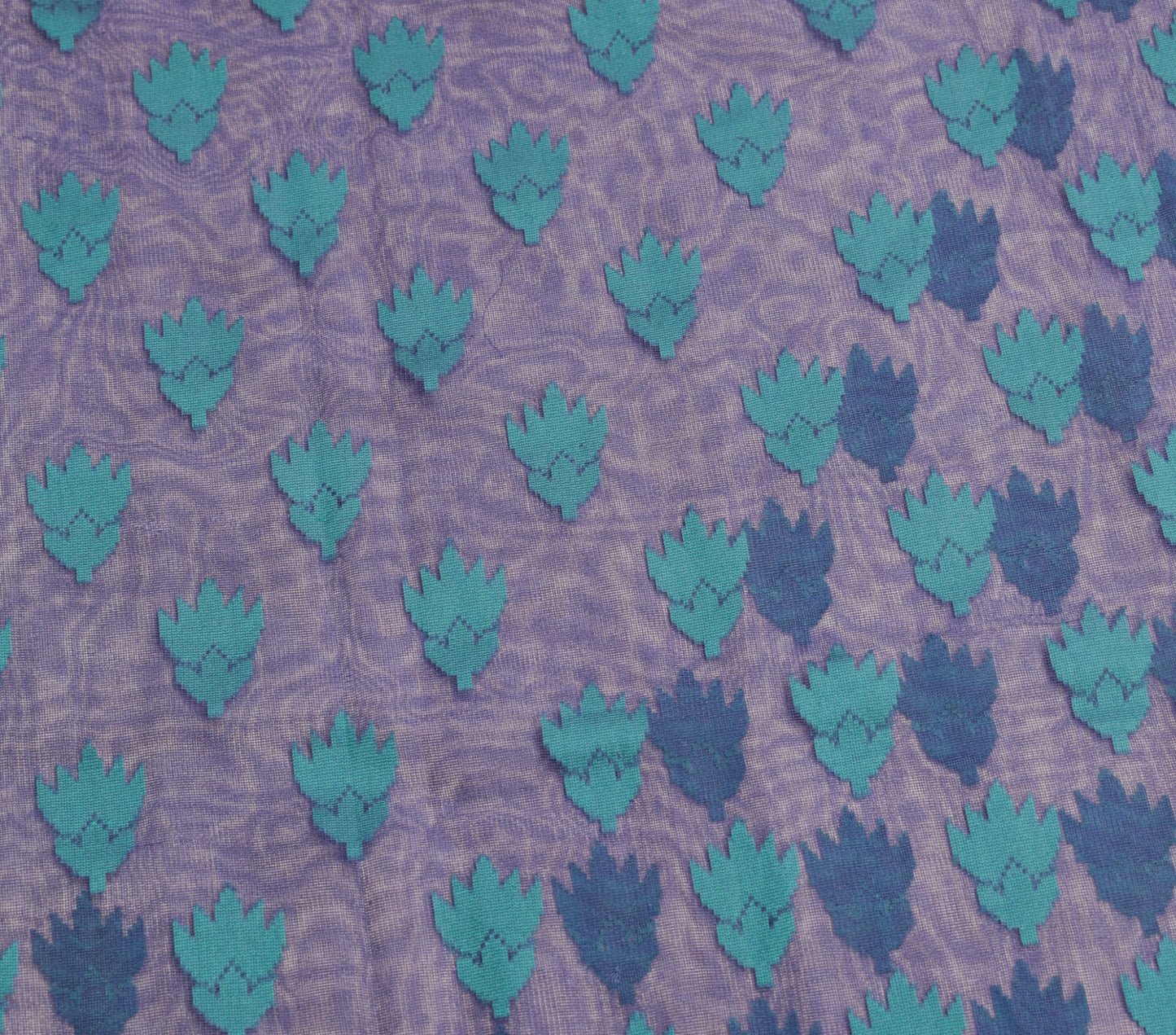 Sushila Vintage Blue Heavy Saree Art Silk Handwoven Dhakai Jamdani Floral Sari