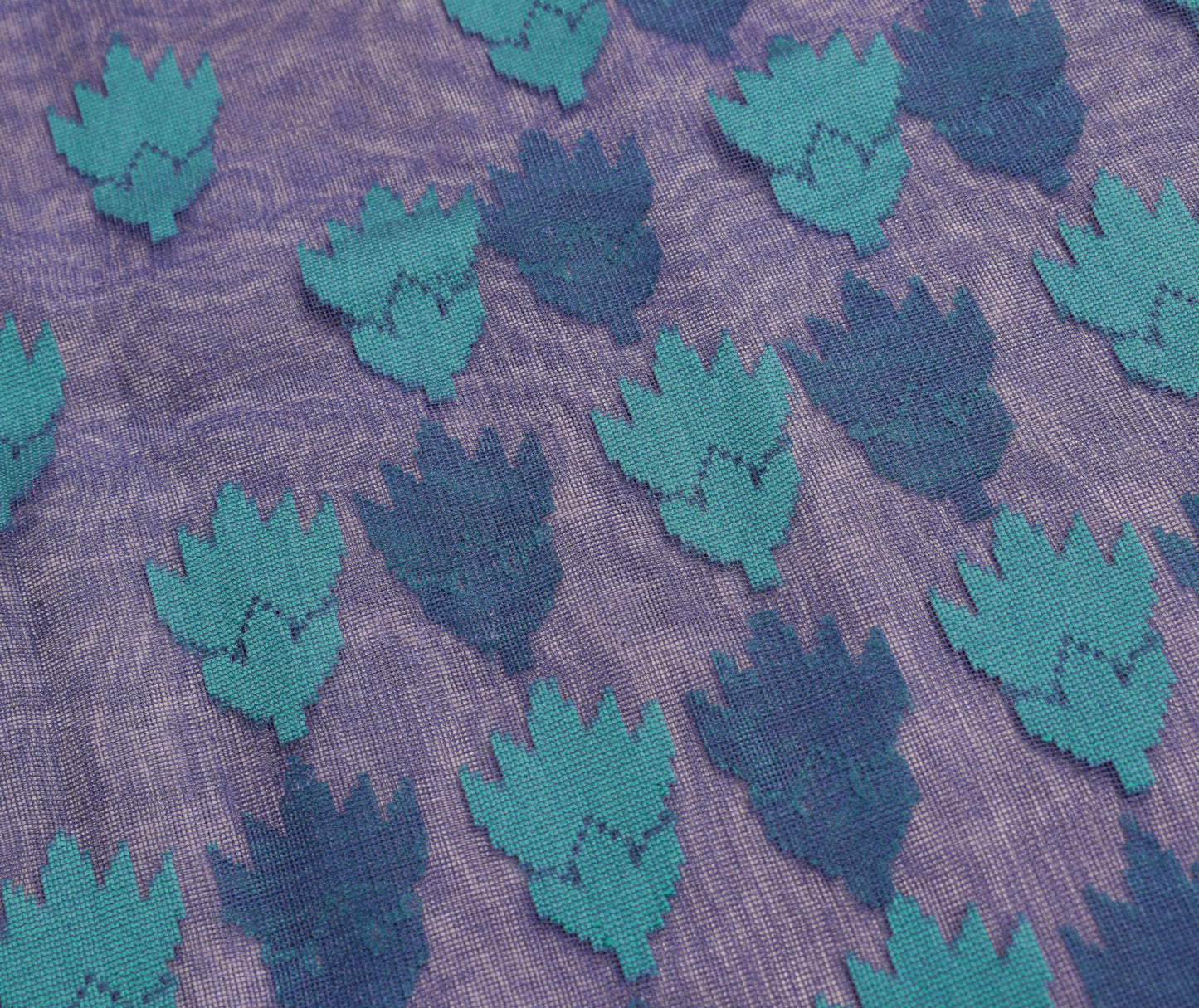 Sushila Vintage Blue Heavy Saree Art Silk Handwoven Dhakai Jamdani Floral Sari