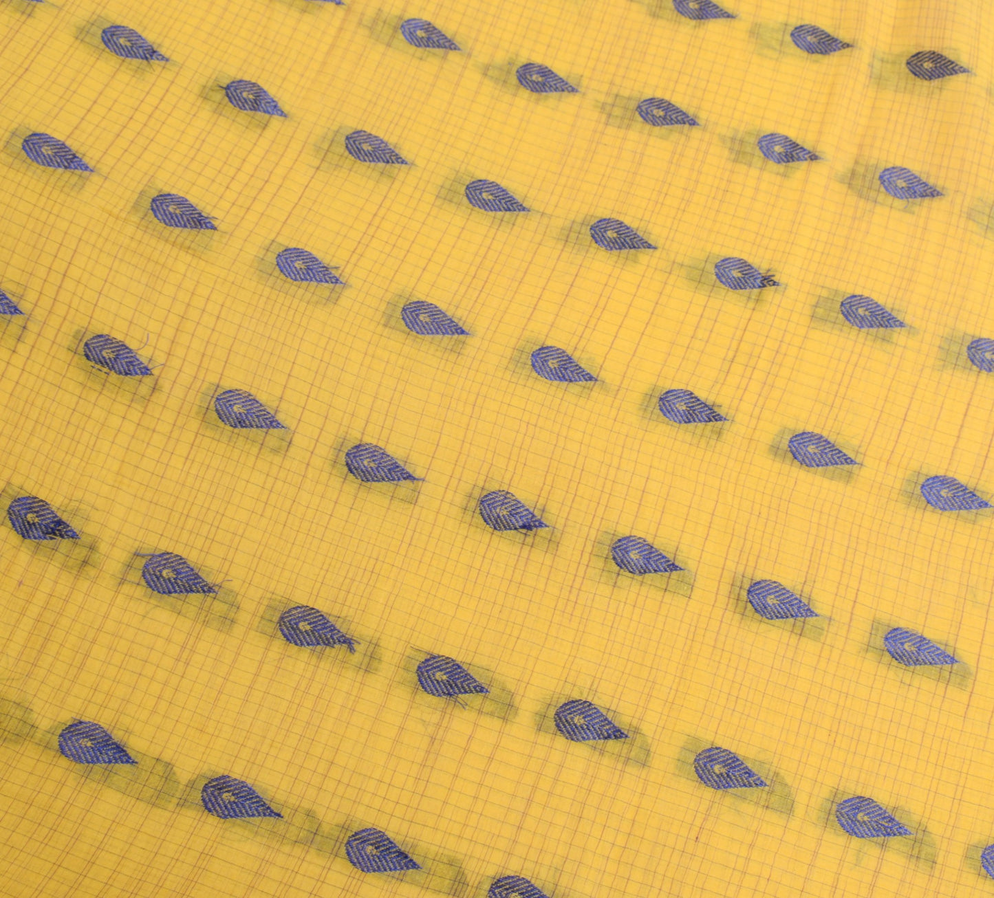Sushila Vintage Handloom Tant Woven Saree Yellow Pure Cotton Soft Sari Fabric