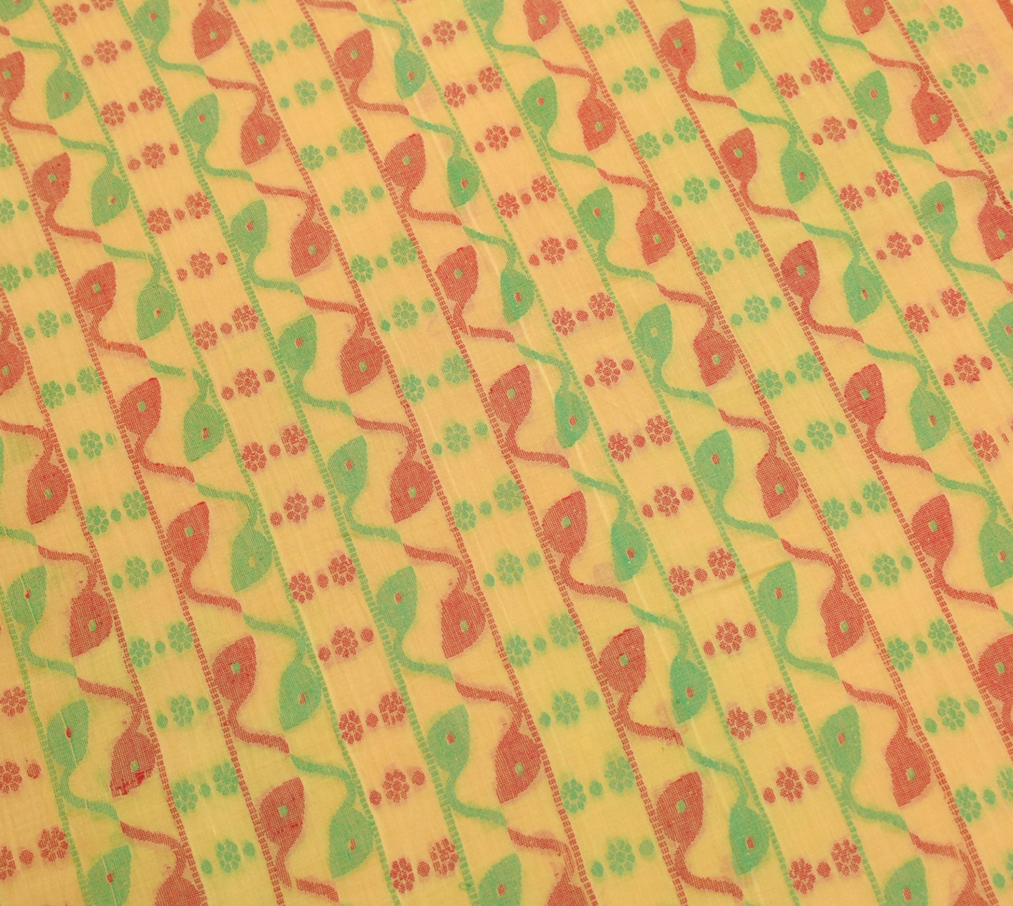Sushila Vintage Yellow Tant Saree Pure Cotton Woven Handloom Soft Sari Fabric