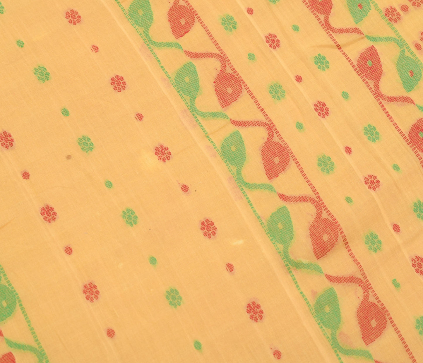 Sushila Vintage Yellow Tant Saree Pure Cotton Woven Handloom Soft Sari Fabric