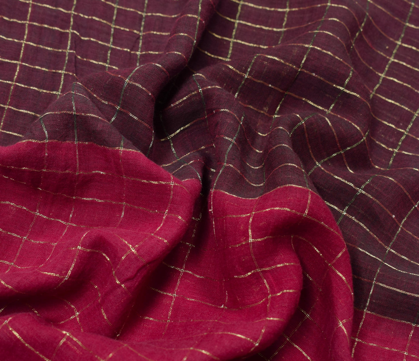 Sushila Vintage Dark Garnet Saree Soft Pure Pure Cotton Zari Woven Sari Fabric
