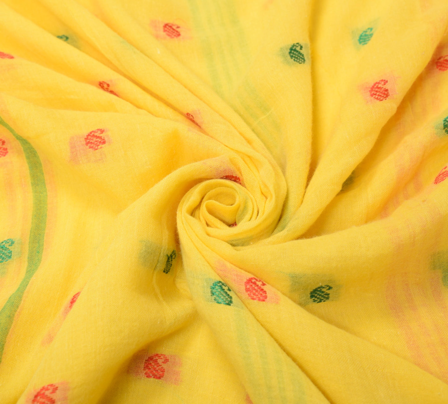 Sushila Vintage Yellow Tant Woven Saree Pure Cotton Soft Bengal 5YD Sari Fabric
