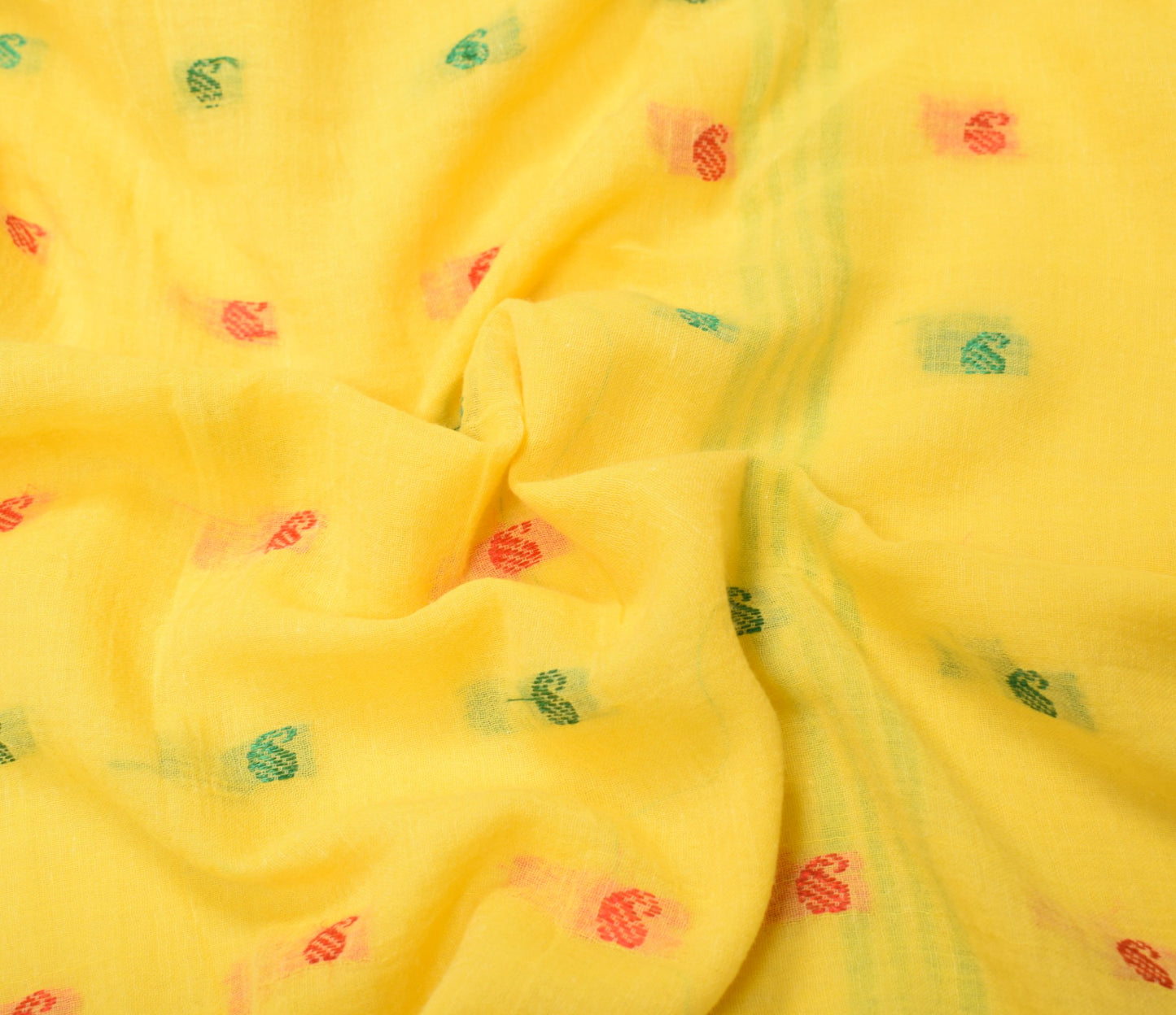 Sushila Vintage Yellow Tant Woven Saree Pure Cotton Soft Bengal 5YD Sari Fabric