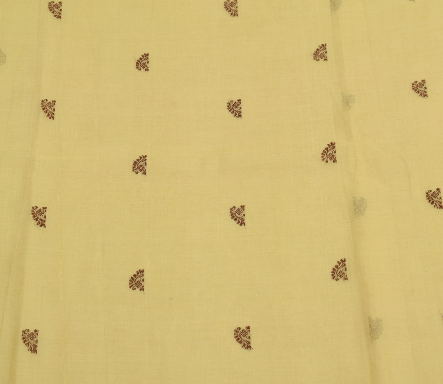 Sushila Vintage Hand Woven Floral Saree 100% Pure Cotton Cream Sari Craft Fabric