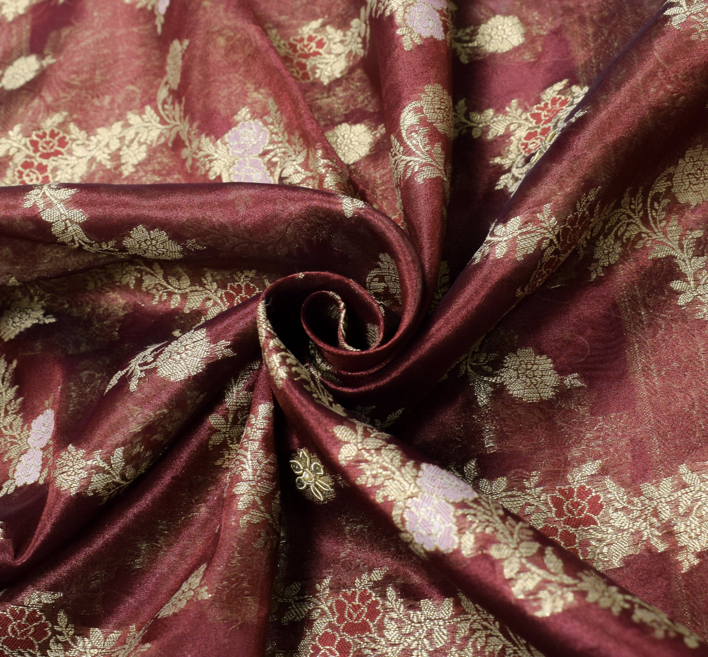 Sushila Vintage Maroon Art Tissue Saree Woven Zari Embellish HEAVY Sari Fabric