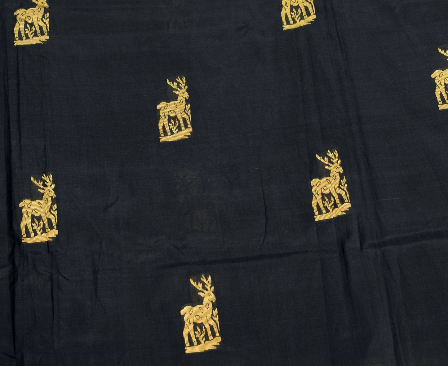Sushila Vintage Black figure Sari Pure Mulberry Silk Baluchari Handloom Saree