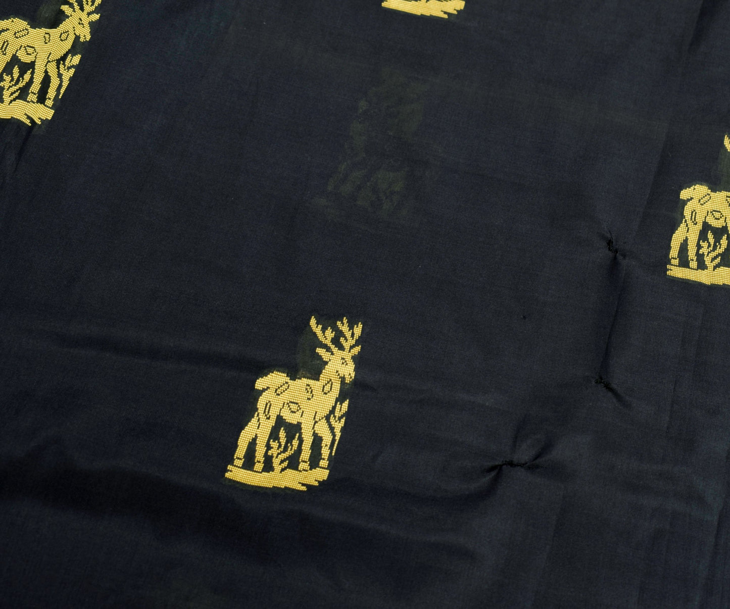 Sushila Vintage Black figure Sari Pure Mulberry Silk Baluchari Handloom Saree