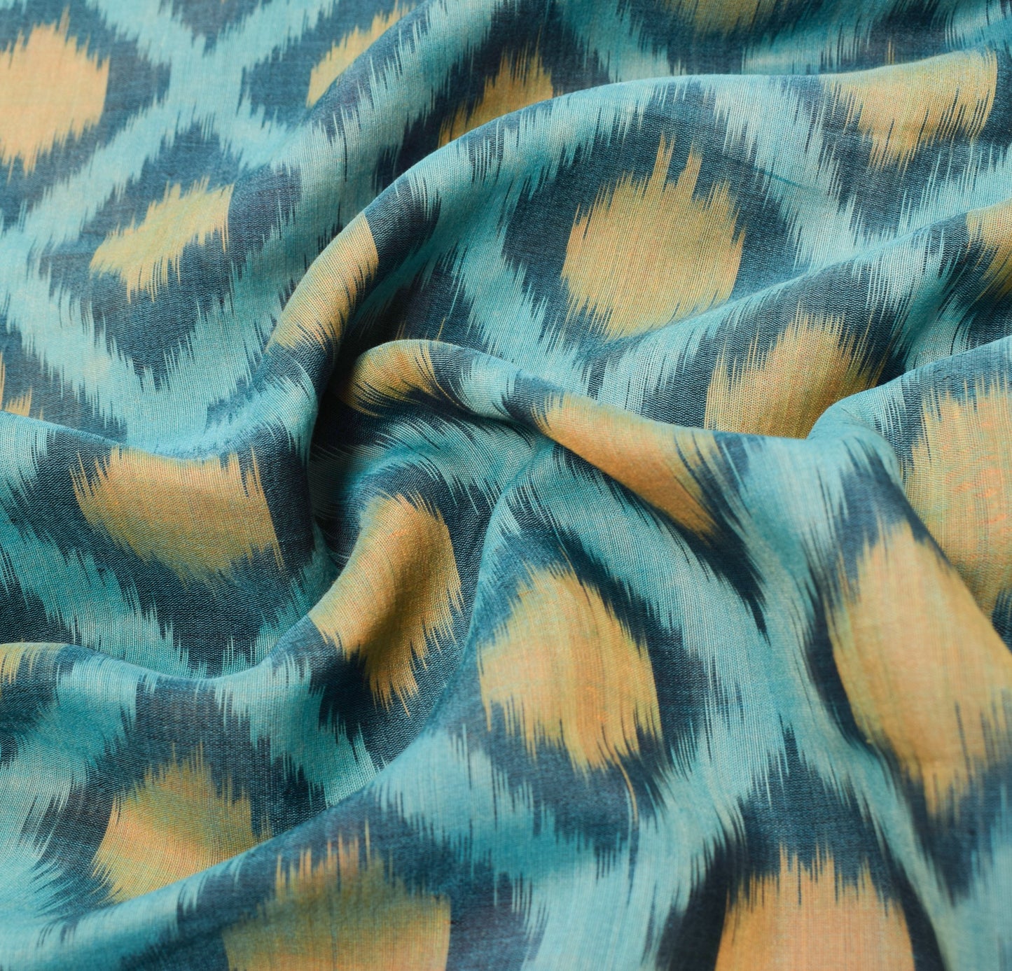 Sushila Vintage Sky Blue Saree Pure Cotton Silk Hand Woven Pochampally Ikat Sari