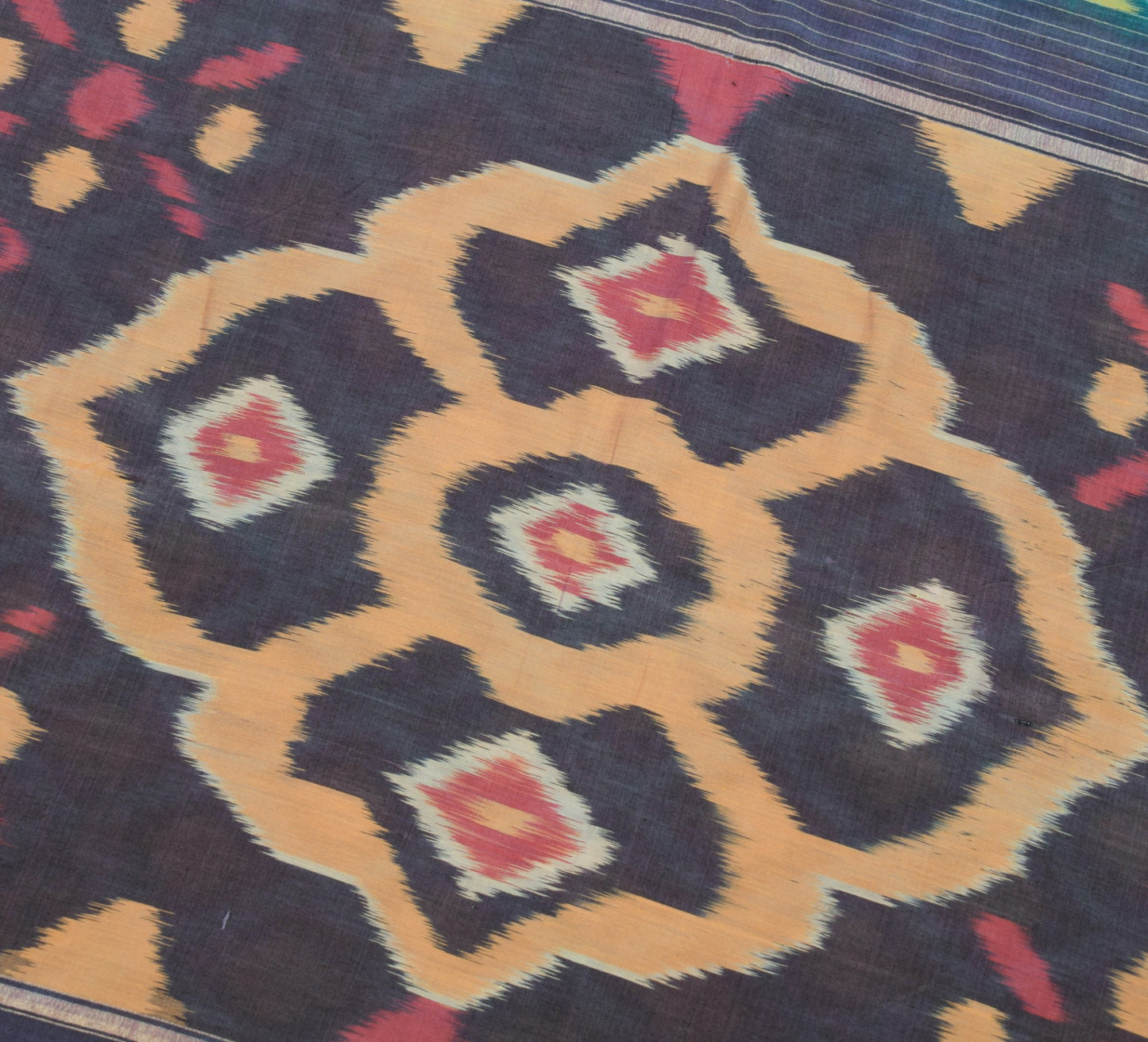 Sushila Vintage Sky Blue Saree Pure Cotton Silk Hand Woven Pochampally Ikat Sari