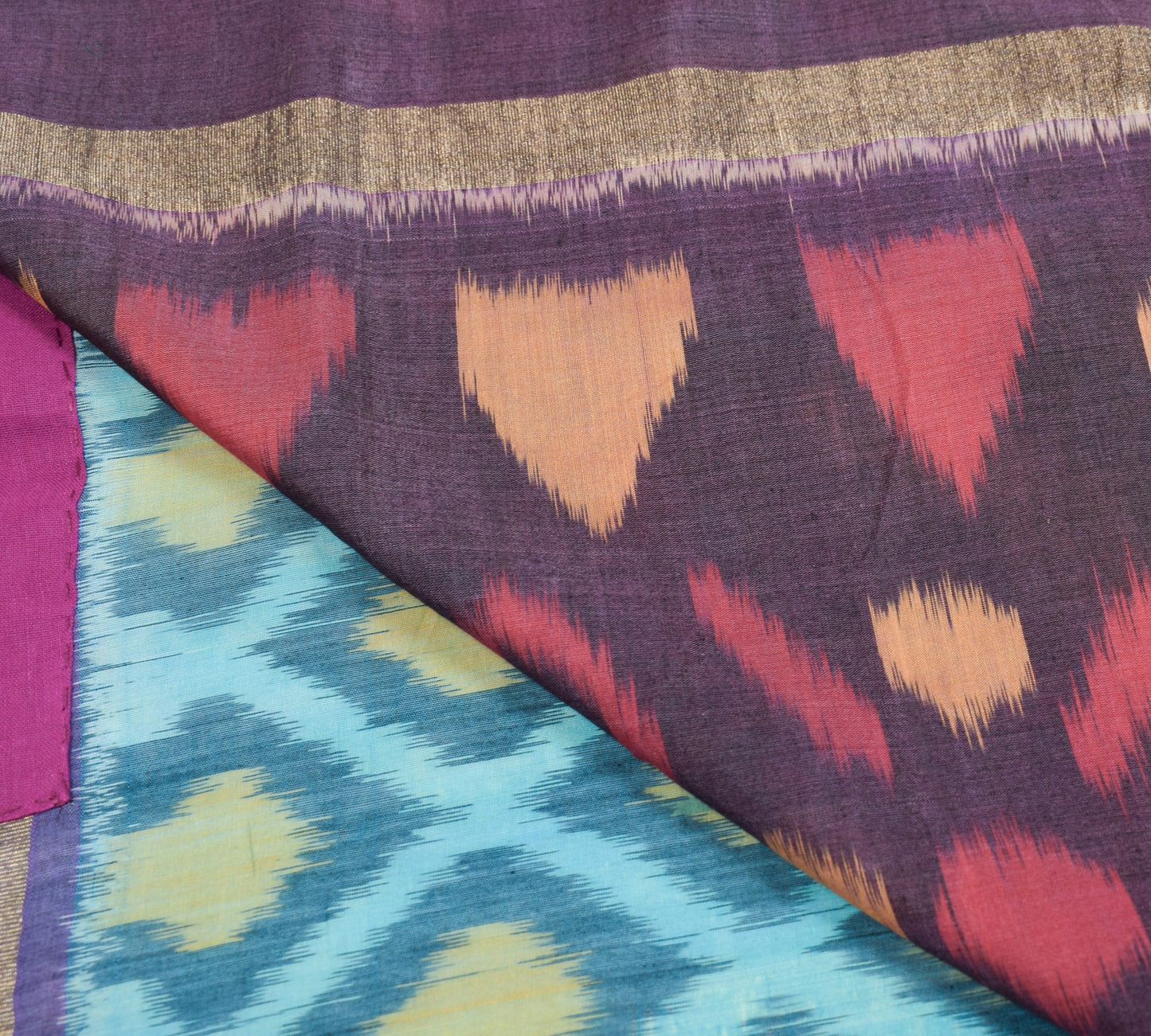 Sushila Vintage Sky Blue Saree Pure Cotton Silk Hand Woven Pochampally Ikat Sari