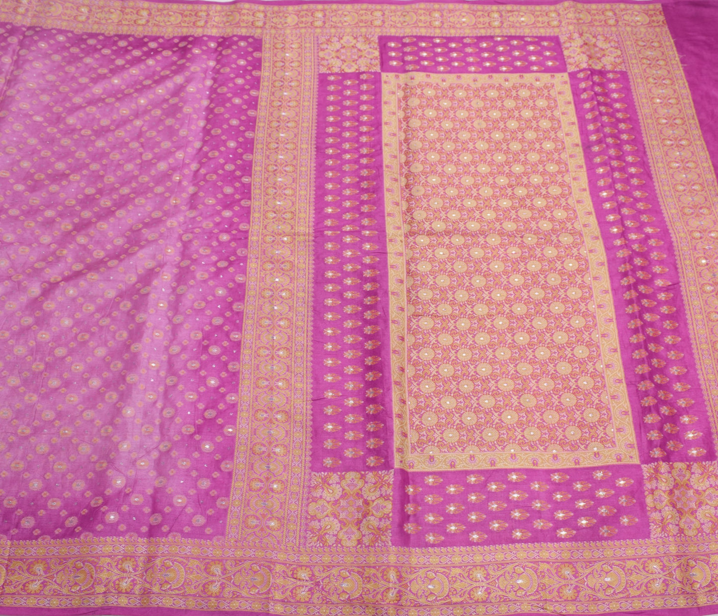 Sushila Vintage Pink Floral Saree Pure Tussar Silk Woven 5Yds Sari Craft Fabric