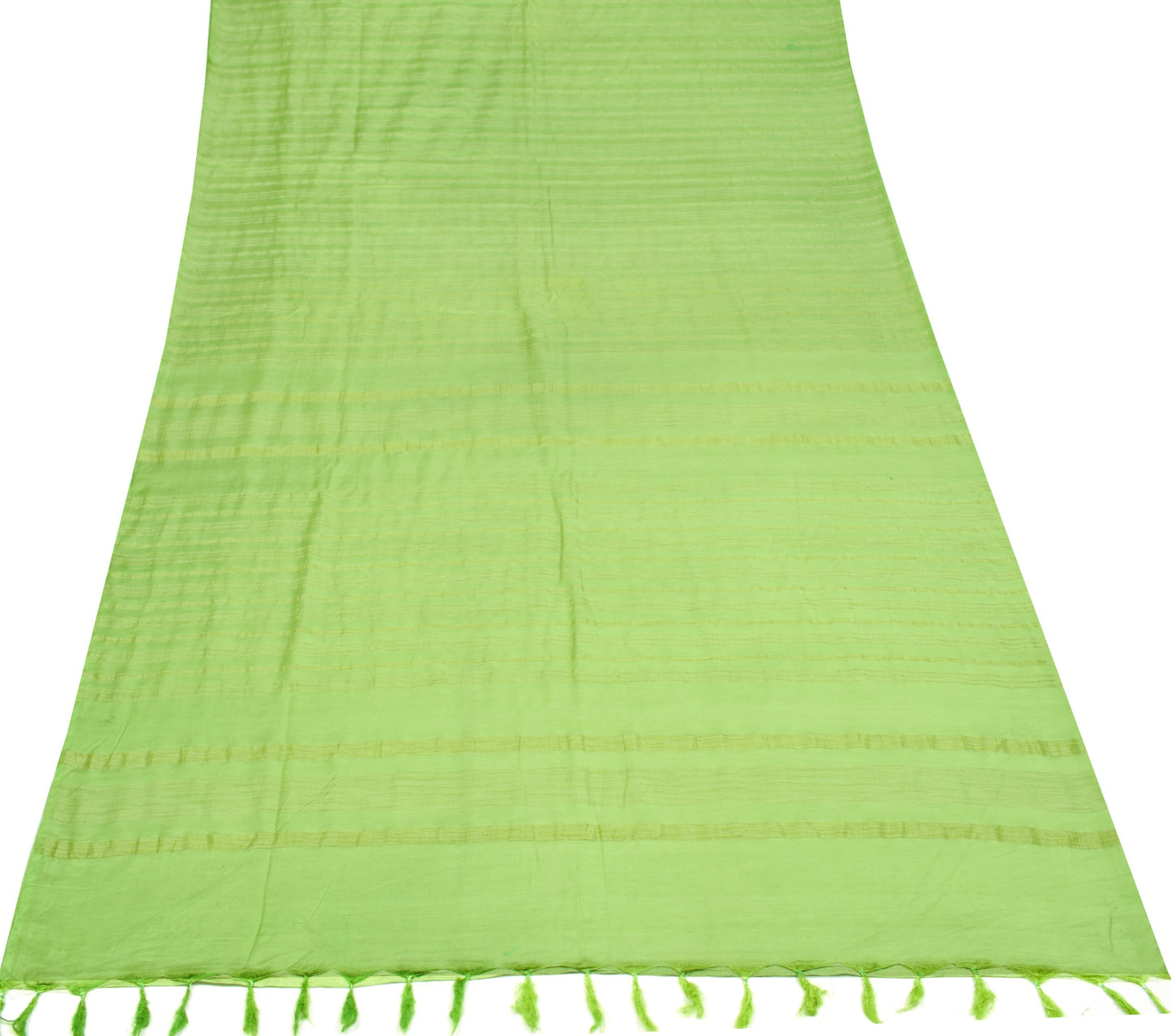 Sushila Vintage Green Handloom Saree Art Cotton Silk Woven 6Yds Soft Sari Fabric