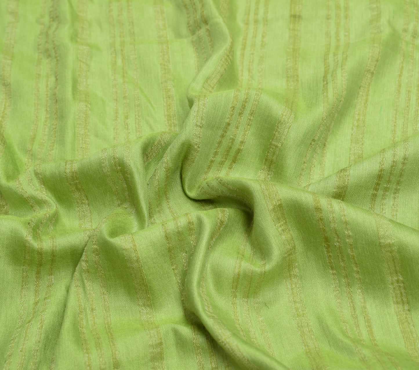 Sushila Vintage Green Handloom Saree Art Cotton Silk Woven 6Yds Soft Sari Fabric