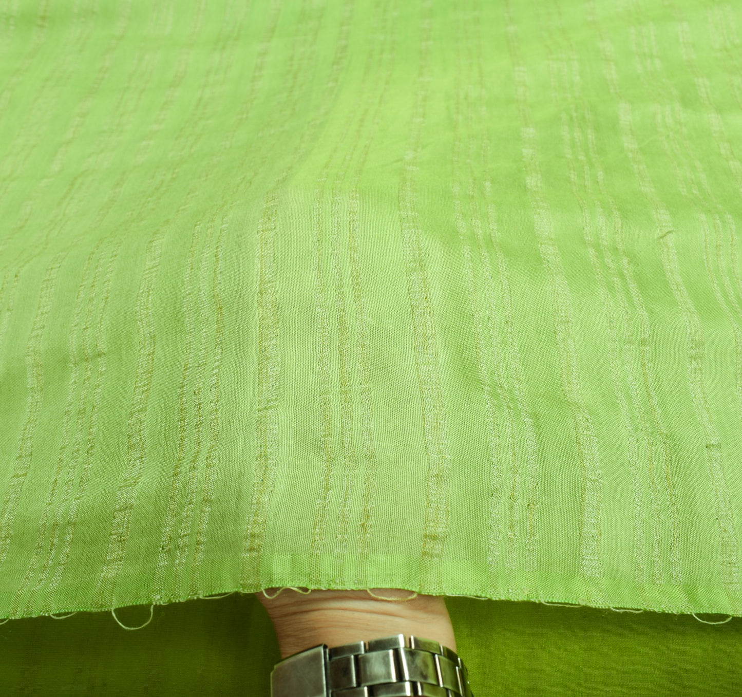 Sushila Vintage Green Handloom Saree Art Cotton Silk Woven 6Yds Soft Sari Fabric
