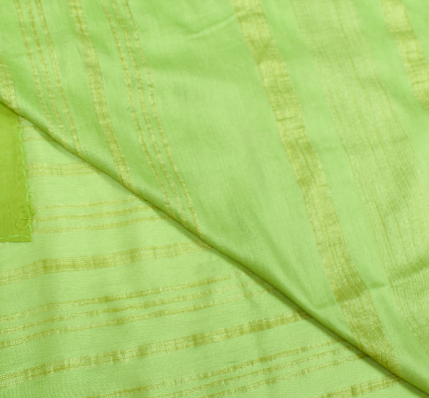 Sushila Vintage Green Handloom Saree Art Cotton Silk Woven 6Yds Soft Sari Fabric