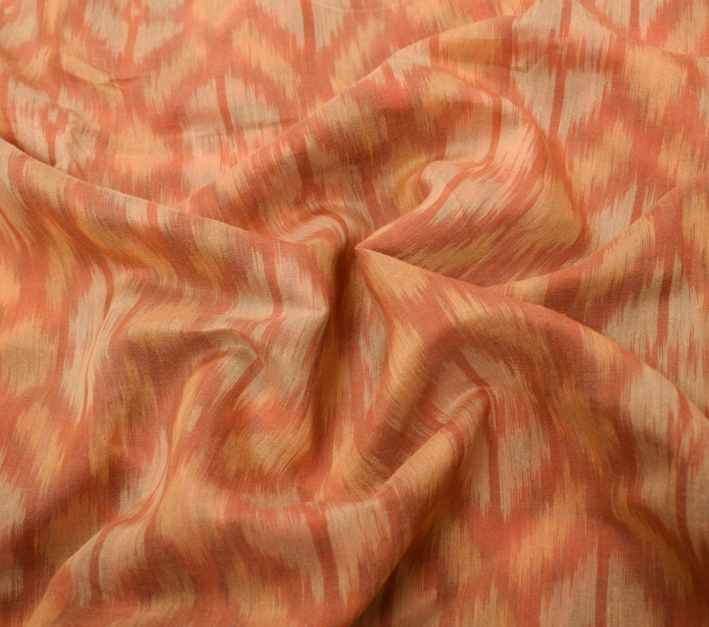 Sushila Vintage Peach Saree Pure Cotton Silk Hand Woven Pochampally Ikat Sari