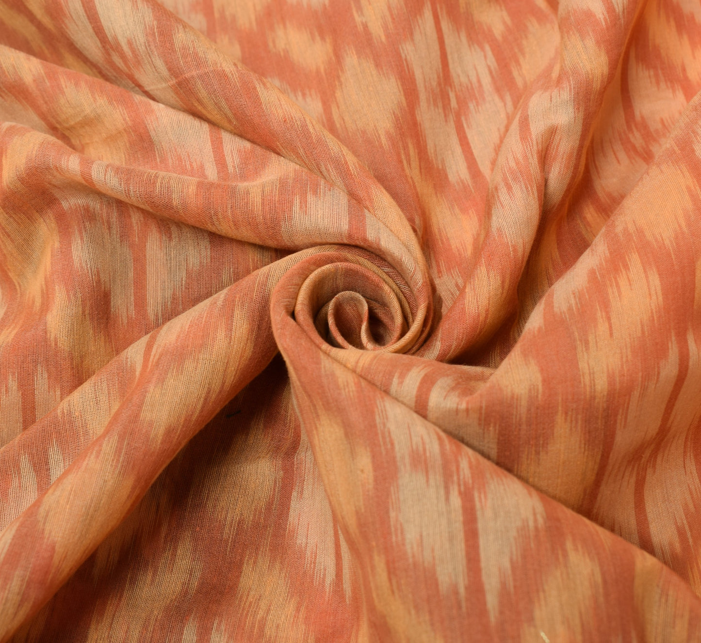 Sushila Vintage Peach Saree Pure Cotton Silk Hand Woven Pochampally Ikat Sari