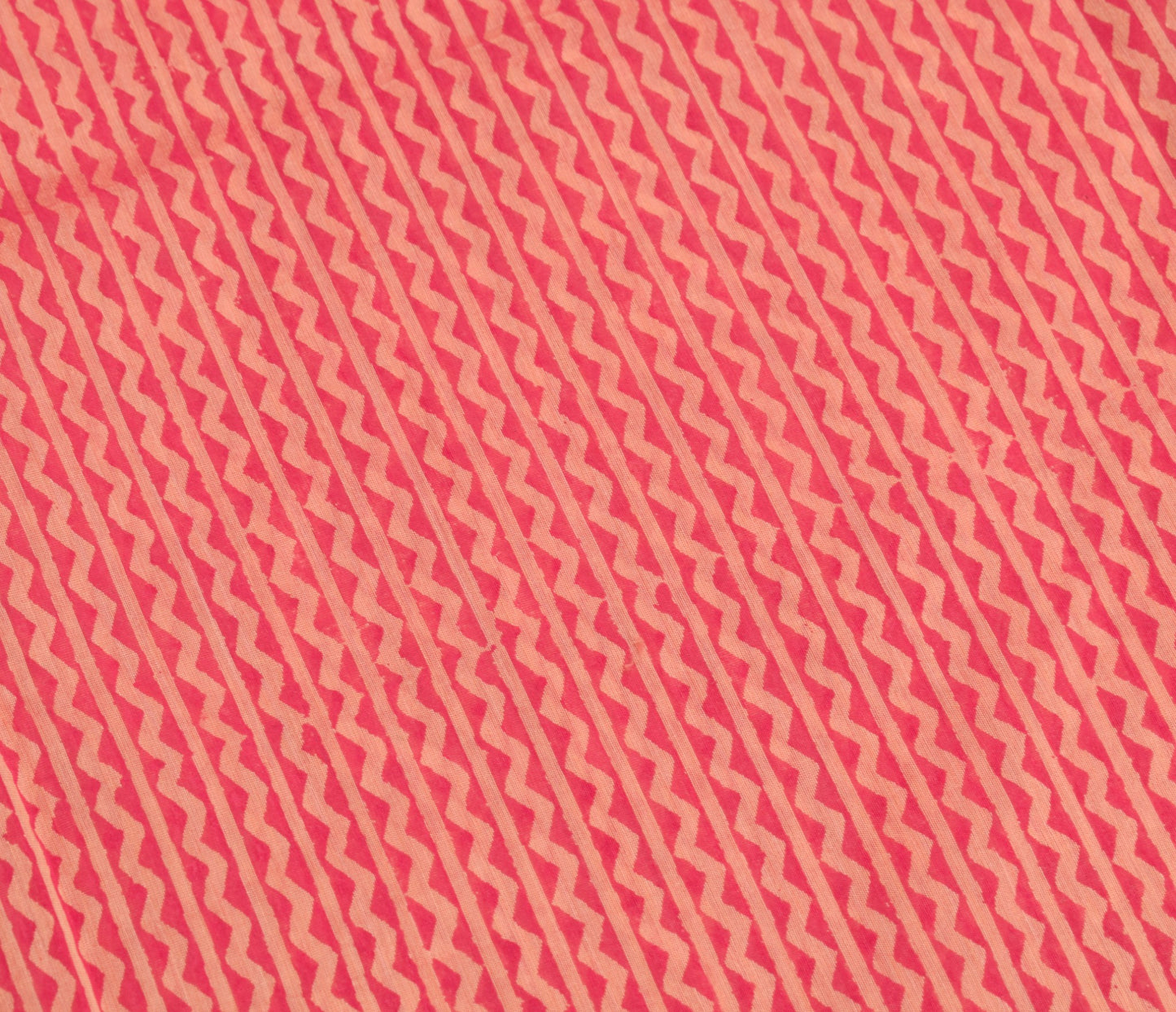 Sushila Vintage Peach Hand Block Saree with Woven Border Pure Cotton Silk Sari