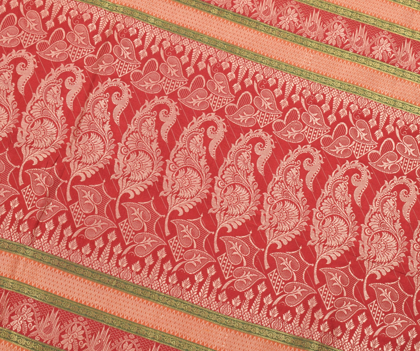 Sushila Vintage Pure Silk Saree Plain Body with Temple Border Sari Soft Fabric