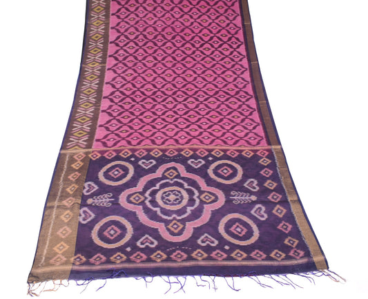 Sushila Vintage Purple Saree Pure Cotton Silk Hand Woven Pochampally Ikat Sari