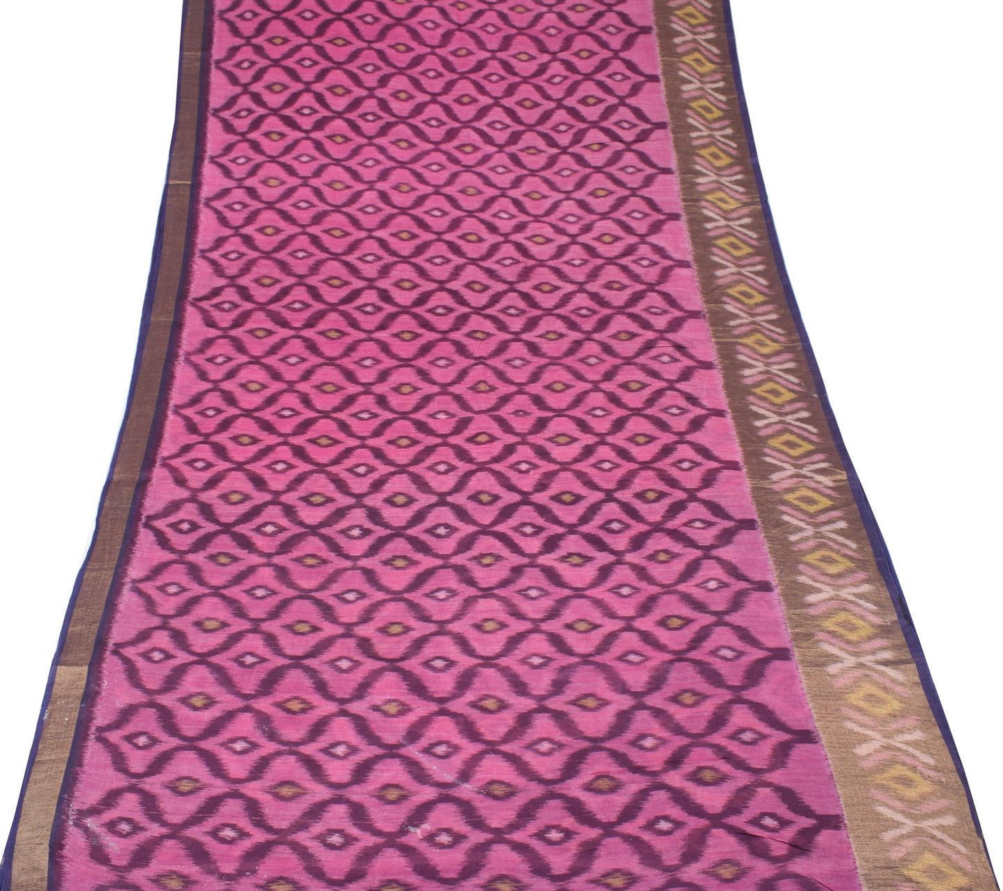 Sushila Vintage Purple Saree Pure Cotton Silk Hand Woven Pochampally Ikat Sari