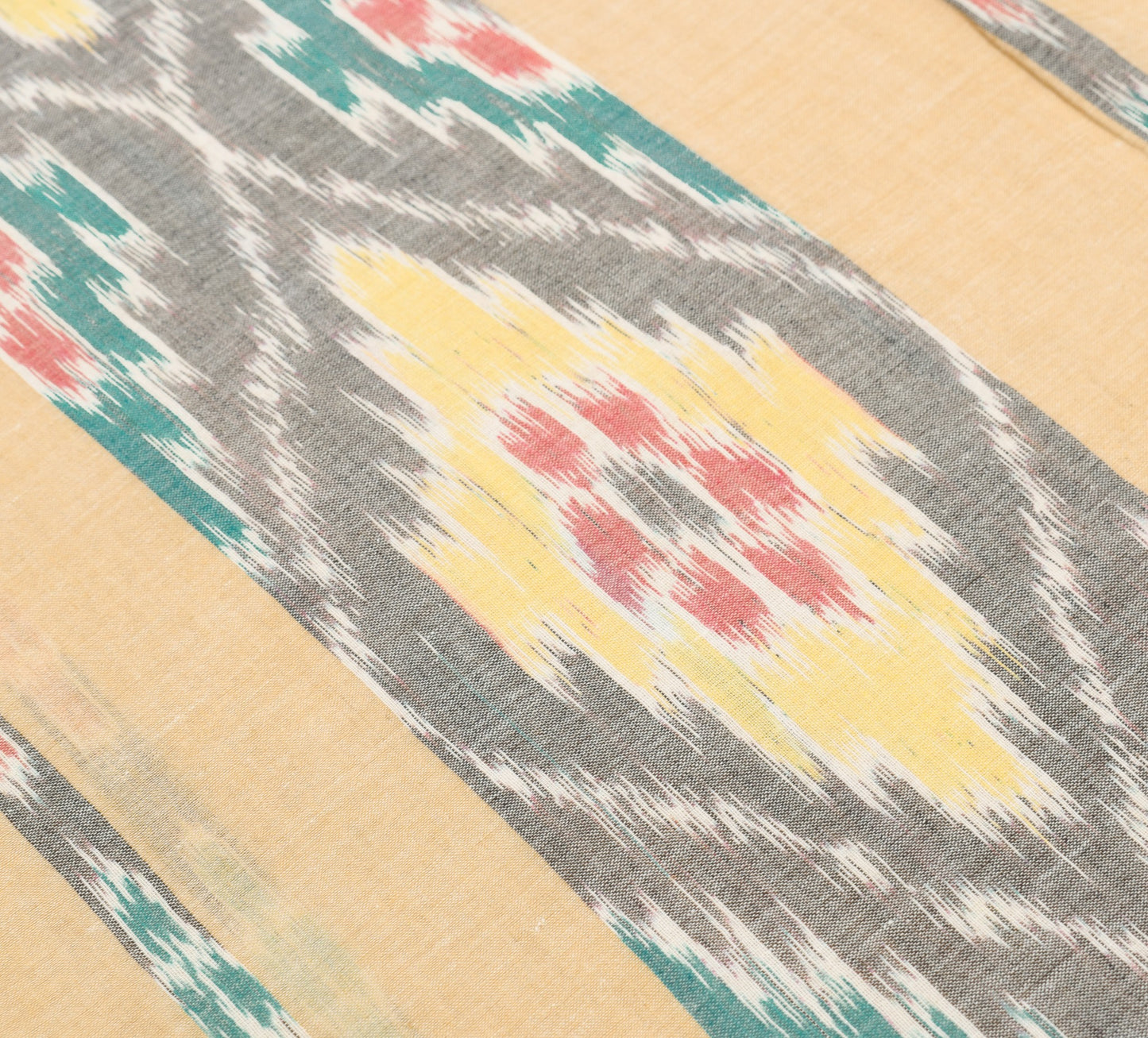 Sushila Vintage Beige Saree HandWoven Ikat Patola Pure Cotton Sari Craft Fabric