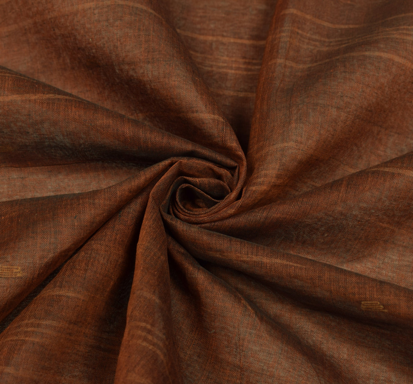 Sushila Vintage Brown Tant Sari from Bengal Woven Border Stripes Pallu Saree