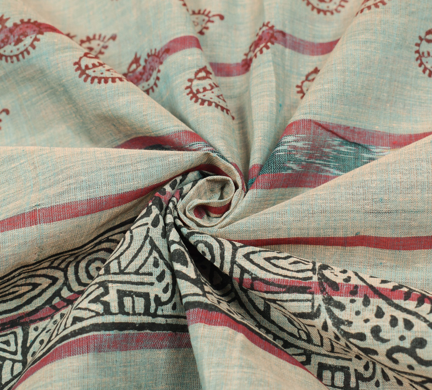 Sushila Vintage Hand Woven Ikat Patola Saree Pure Cotton Hand Block Sari Fabric