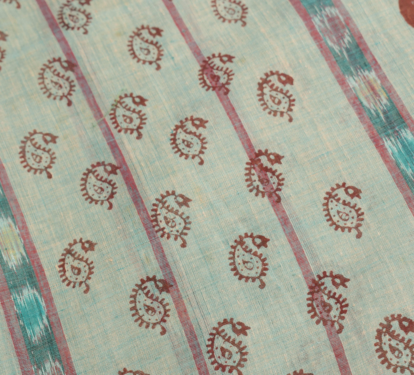 Sushila Vintage Hand Woven Ikat Patola Saree Pure Cotton Hand Block Sari Fabric