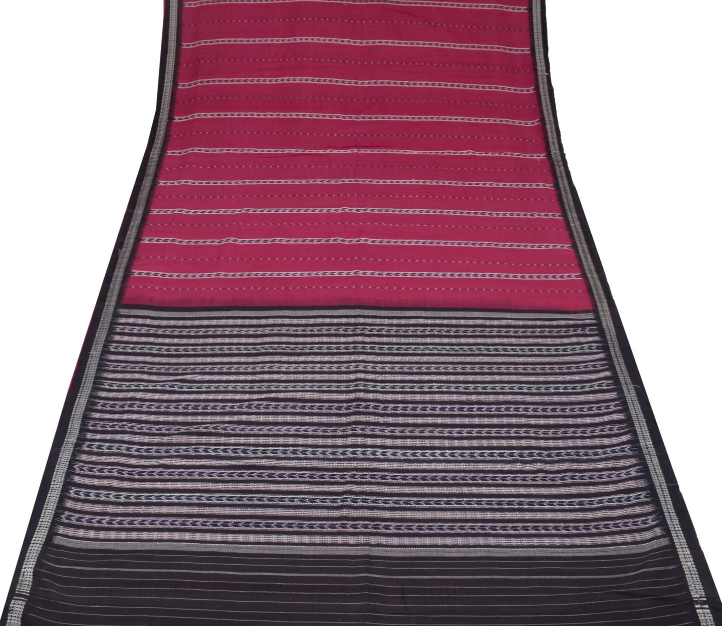 Sushila Vintage Maroon Saree Pure Cotton HandWoven Ikat Patola Sari Craft Fabric