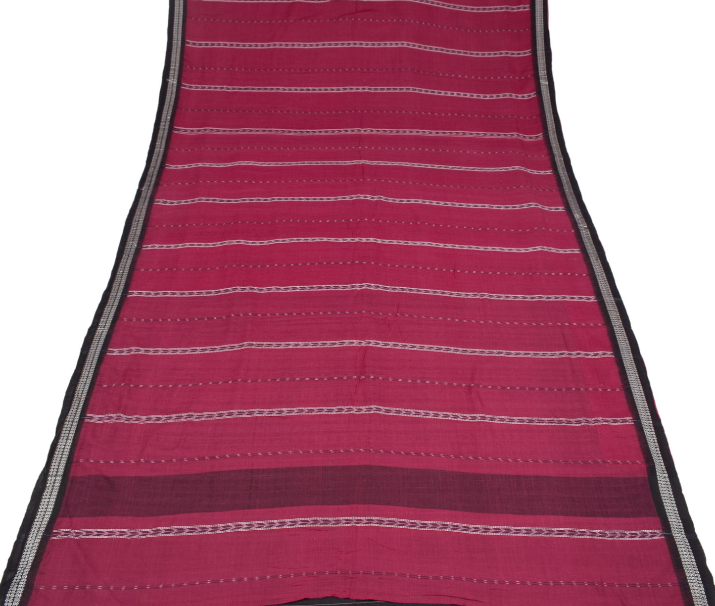 Sushila Vintage Maroon Saree Pure Cotton HandWoven Ikat Patola Sari Craft Fabric