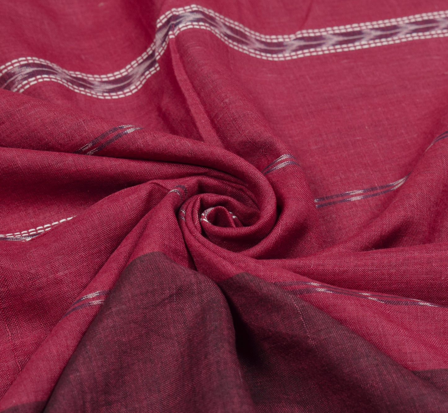 Sushila Vintage Maroon Saree Pure Cotton HandWoven Ikat Patola Sari Craft Fabric