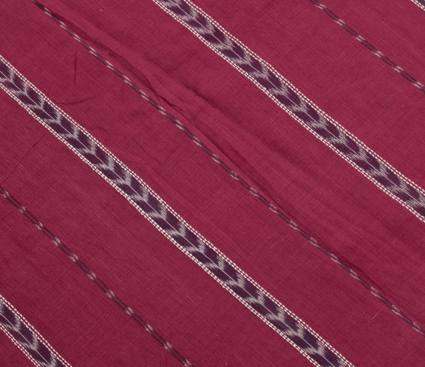 Sushila Vintage Maroon Saree Pure Cotton HandWoven Ikat Patola Sari Craft Fabric