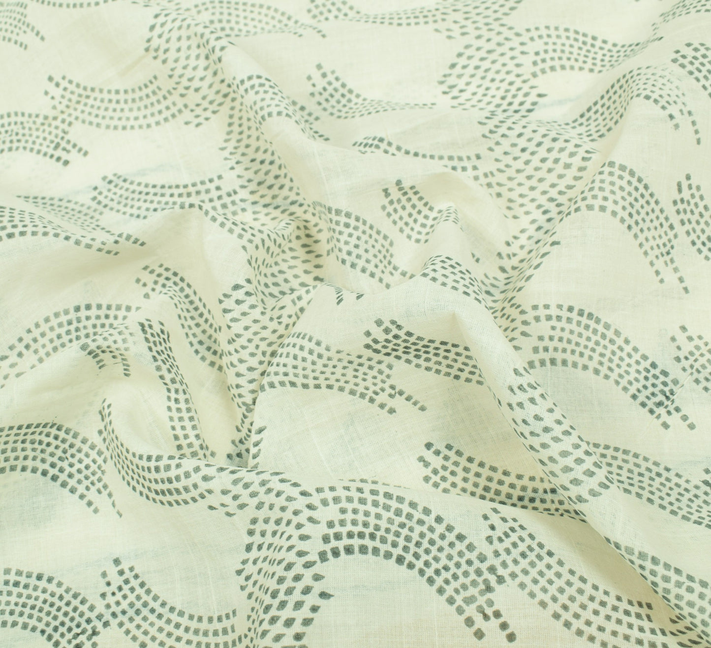 Sushila Vintage Off White Saree Block Print & Hand Embroidered Pure Cotton Sari