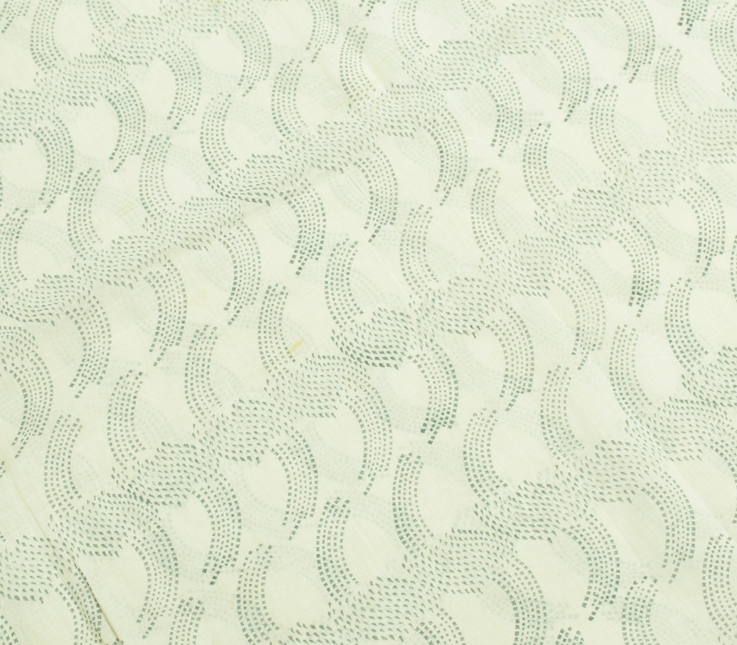 Sushila Vintage Off White Saree Block Print & Hand Embroidered Pure Cotton Sari