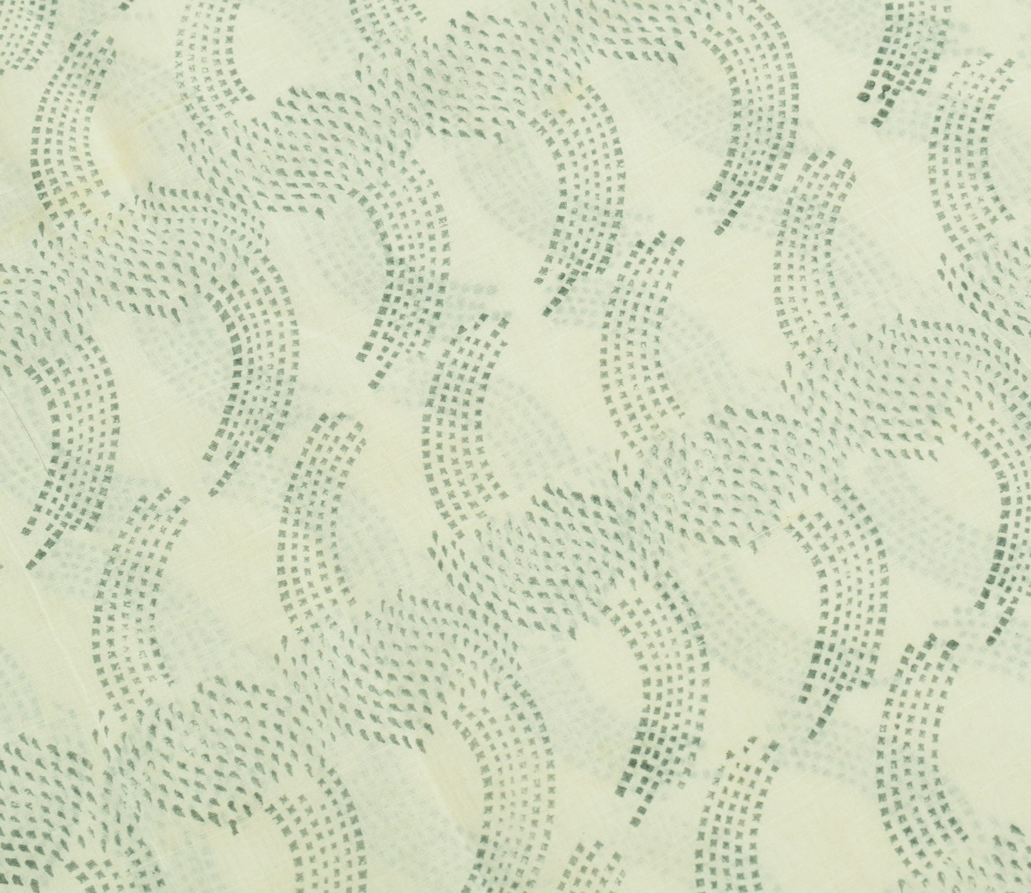 Sushila Vintage Off White Saree Block Print & Hand Embroidered Pure Cotton Sari