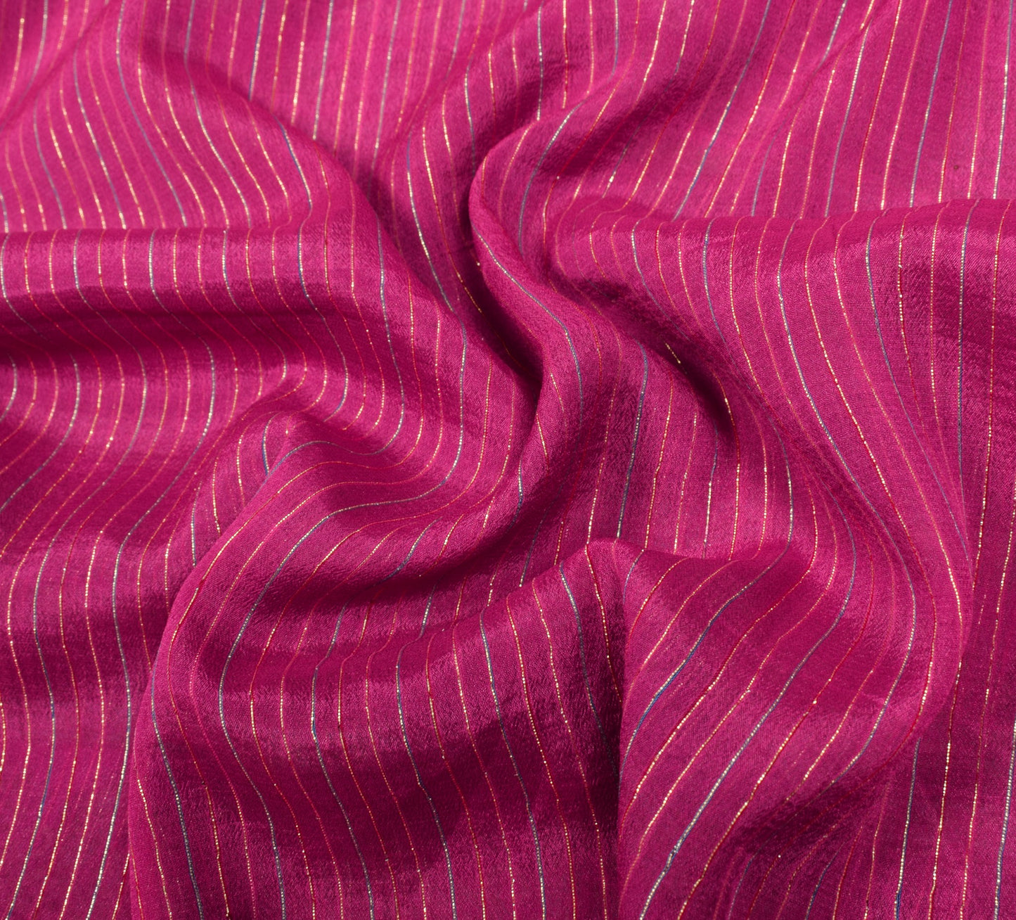 Sushila Vintage Magenta Saree with Blue Border Pallu Pure Silk Woven Sari Fabric