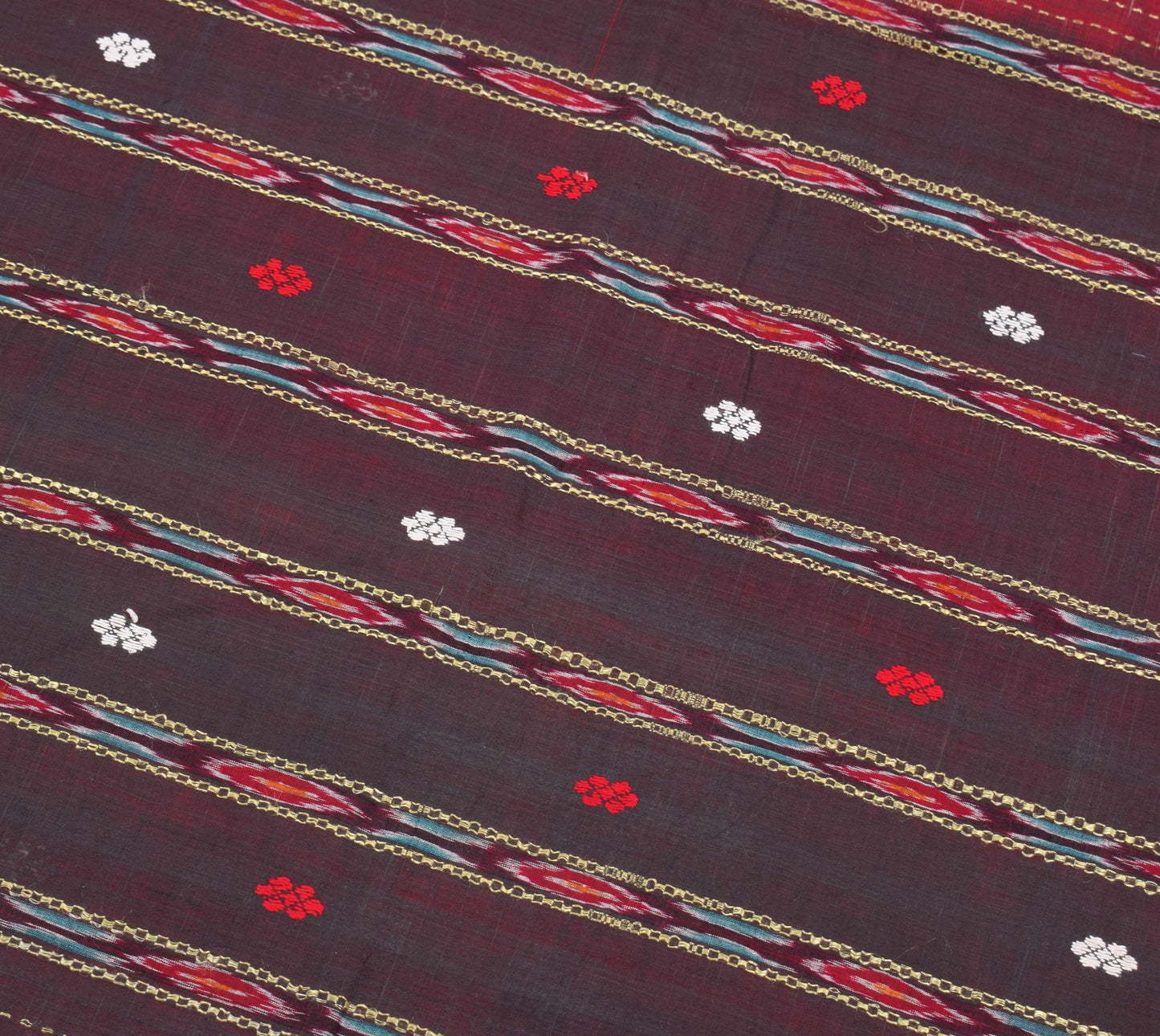 Sushila Vintage Red Saree Odisha Ikat Hazaar Buti Pure Cotton Handloom Sari