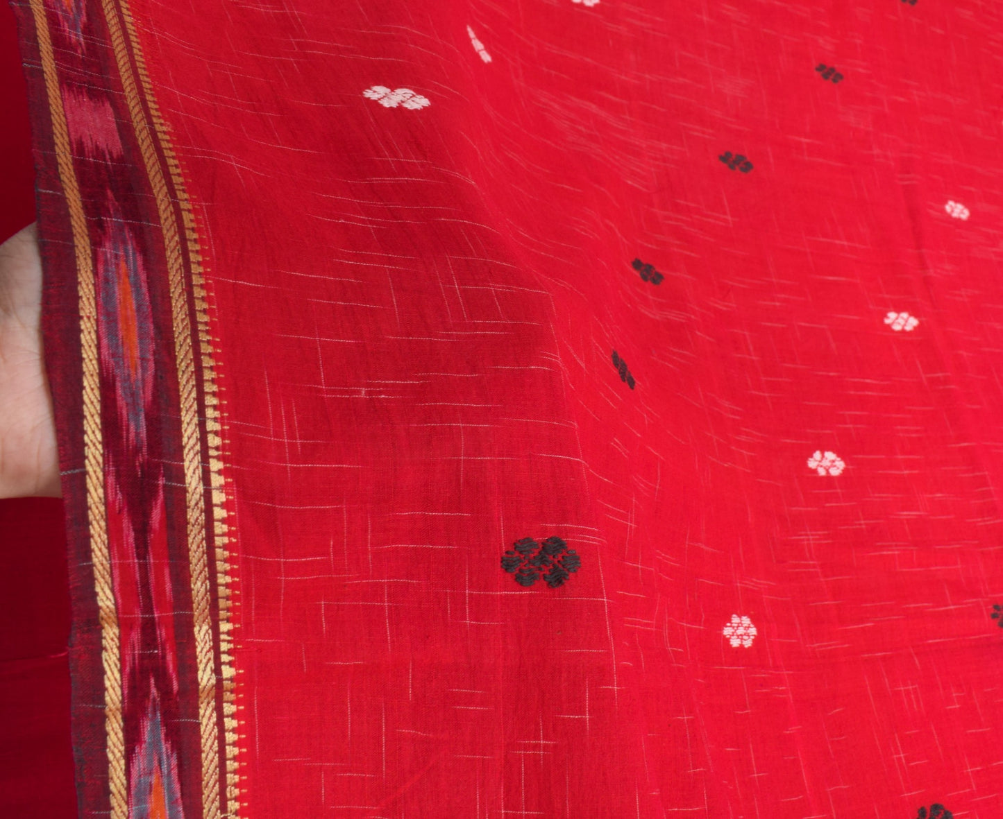 Sushila Vintage Red Saree Odisha Ikat Hazaar Buti Pure Cotton Handloom Sari