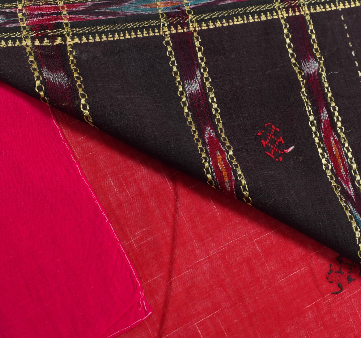 Sushila Vintage Red Saree Odisha Ikat Hazaar Buti Pure Cotton Handloom Sari