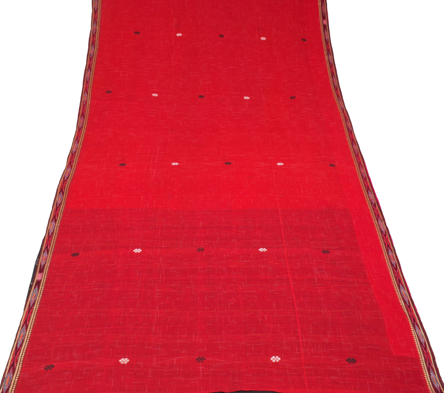 Sushila Vintage Red Saree Odisha Ikat Hazaar Buti Pure Cotton Handloom Sari