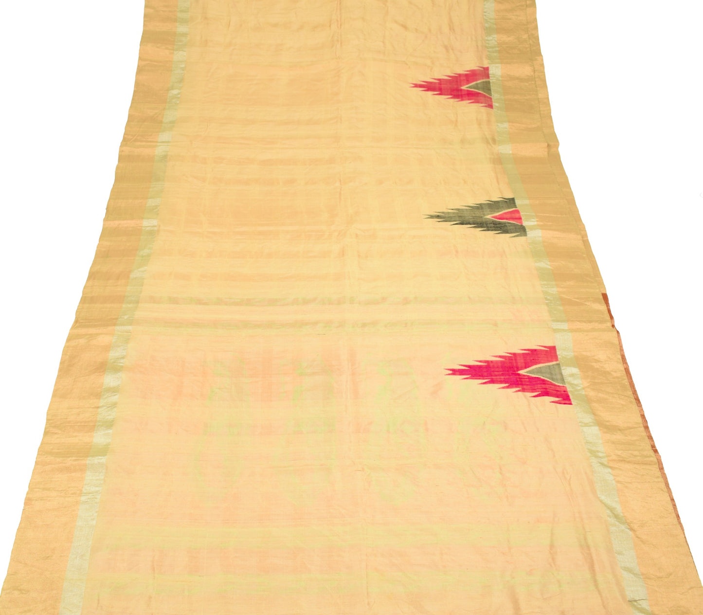 Sushila Vintage Beige Hand Woven Saree Pure Kahdi Handloom Premium Sari Fabric