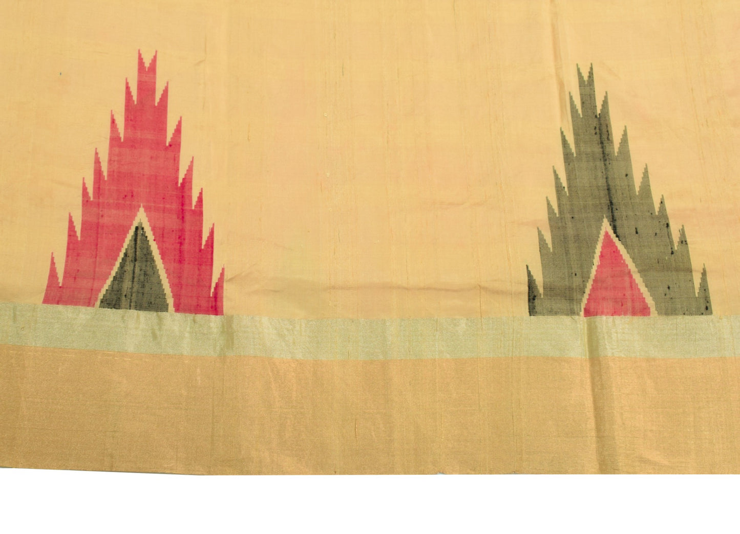 Sushila Vintage Beige Hand Woven Saree Pure Kahdi Handloom Premium Sari Fabric