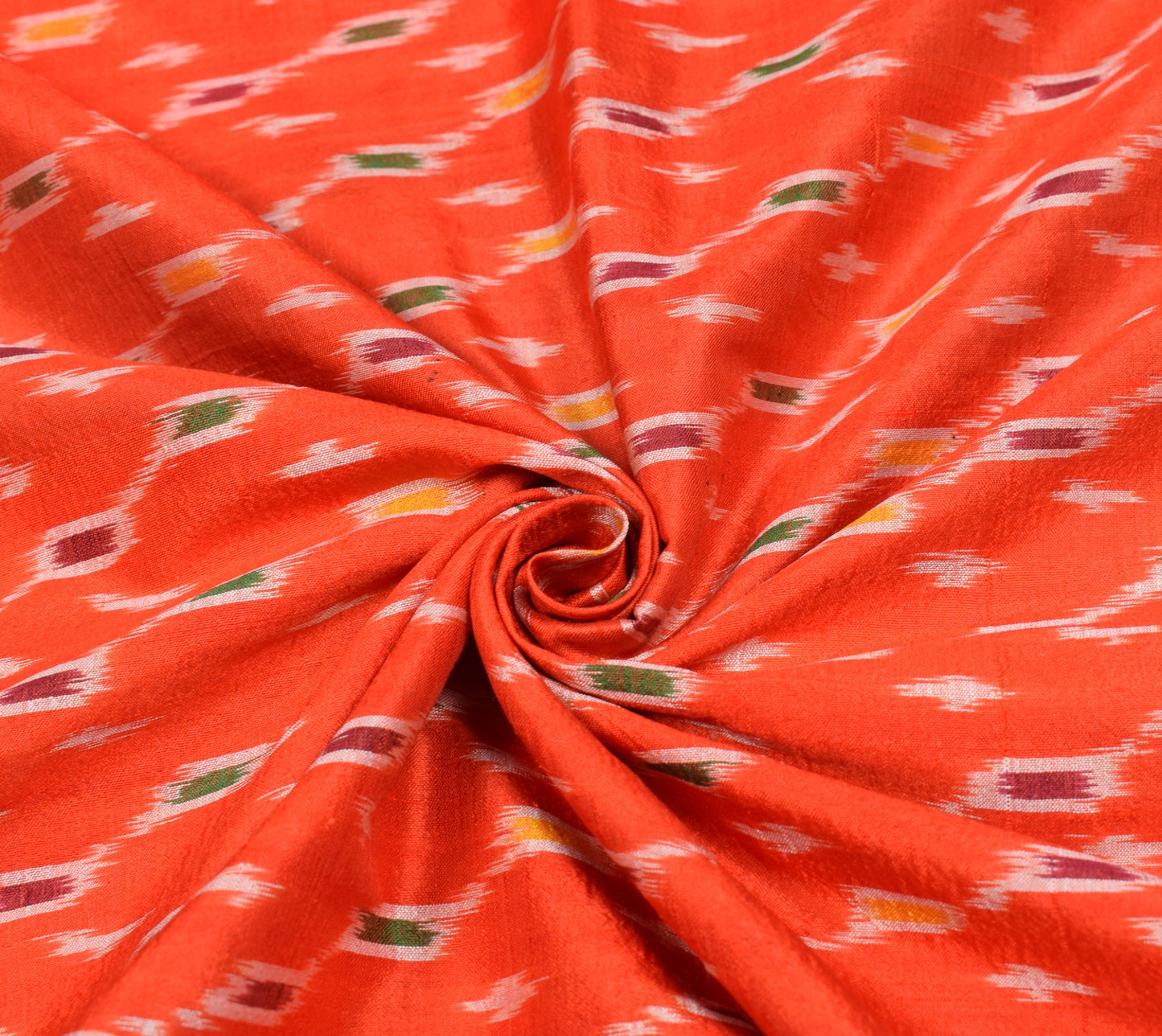 Sushila Vintage Orange Pure Silk Saree Hand Woven Ikat Patola Sari Craft Fabric