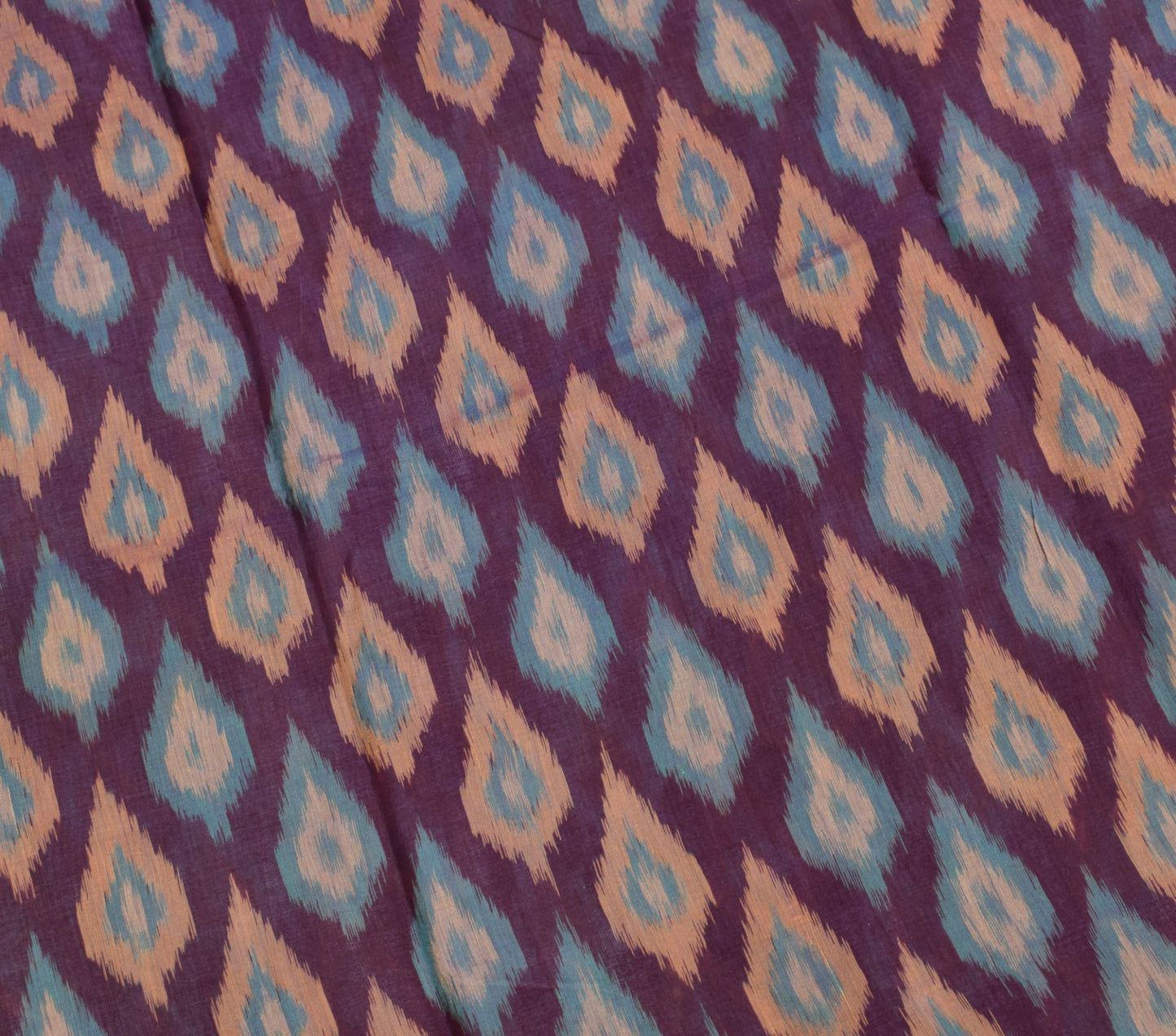 Sushila Vintage Hand Woven Purple Saree Pure Cotton Silk Pochampally Ikat Sari