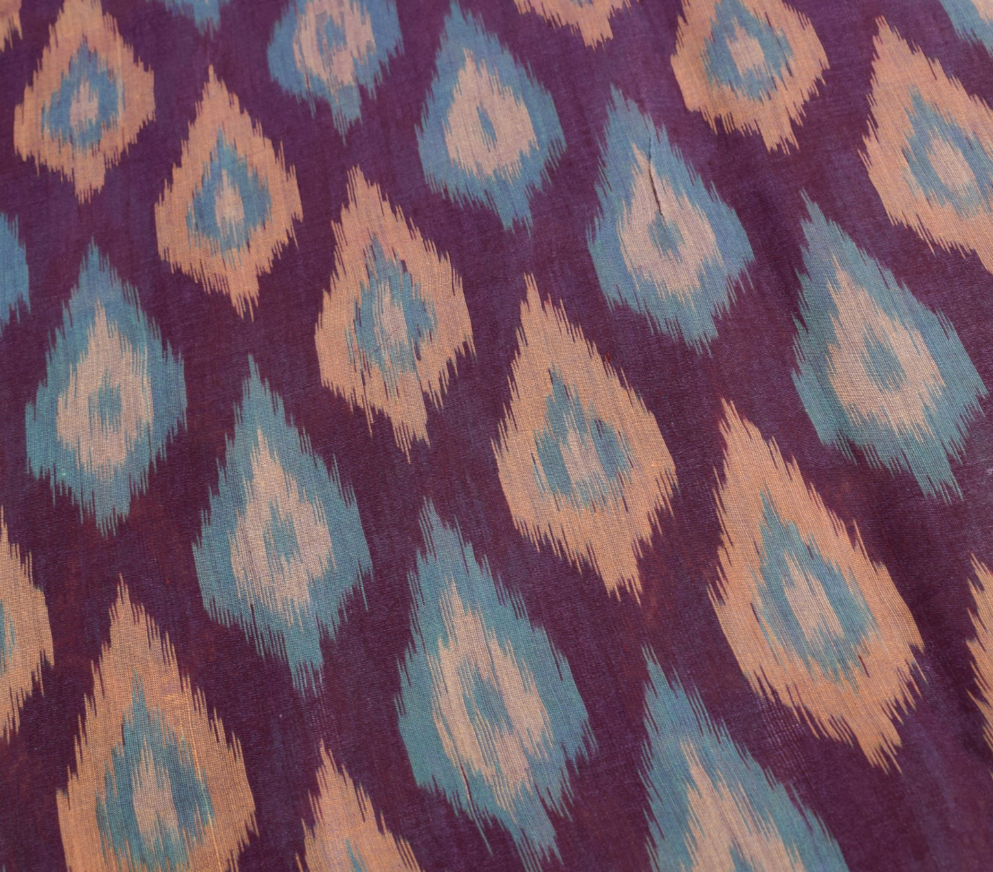 Sushila Vintage Hand Woven Purple Saree Pure Cotton Silk Pochampally Ikat Sari